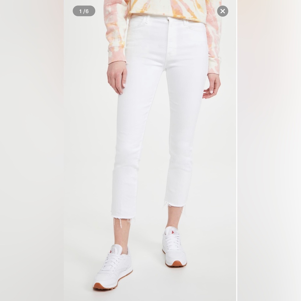 MOTHER Rascal Crop Fray Jeans in White